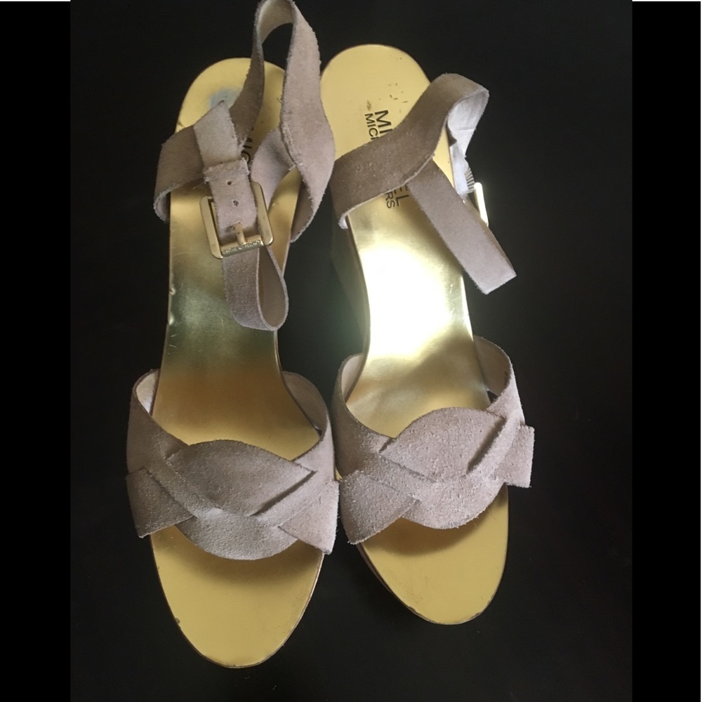 Michael Kors suede cork wedges size 10
